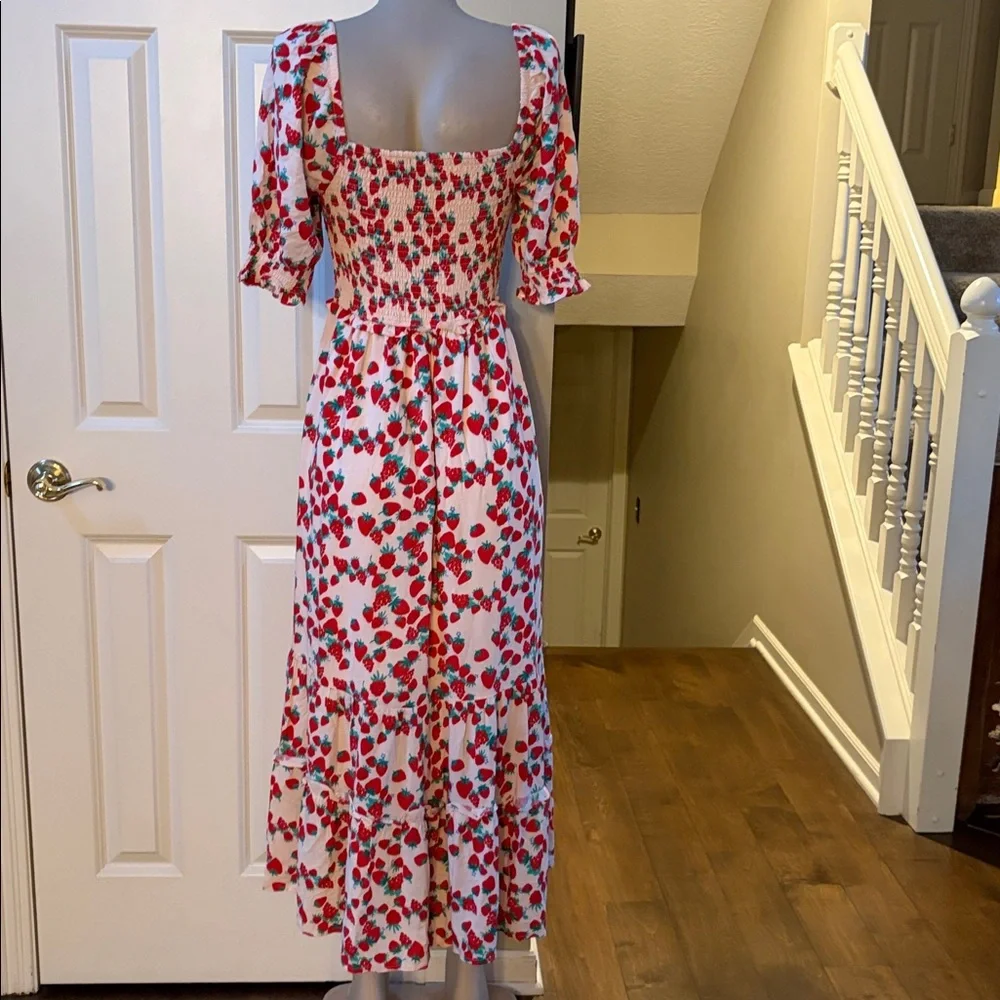 Betsey Johnson Strawberry Print Maxi Dress, small - Picture 6 of 7